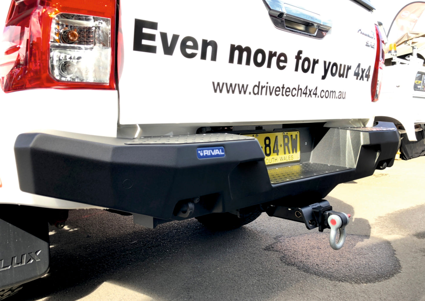Aluminum Rear Bumper – Toyota Hilux (2011–Present), with RIVAL LED Fog Lights (Set of 2)